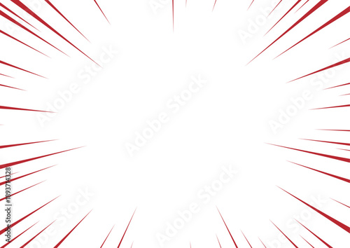 赤色の漫画風集中線・効果線イラスト（情熱・セール・インパクト）