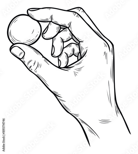 Human hand gently holding a small circular item with thumb and forefinger, perfect for illustrating concepts of precision, careful handling, or showing a delicate choice