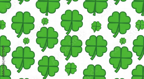 Lucky green clover leaves pattern on white background shamrock symbol for st patrick's day fortune and good luck concept