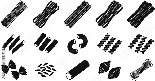 Pasta Types Silhouette Vector Set