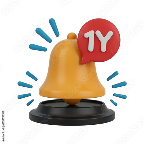 Orange bell alert one year notification image