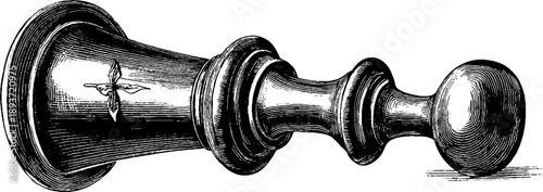 Vintage apothecary powder funnel botanical engraving from 19th century