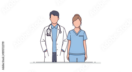 Medical Team Doctors and Nurses Flat Vector Illustration
