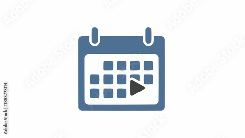 Digital calendar icon with play button.