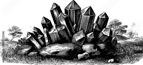 Vintage botanical engraving of natural salt crystals - ideal for design, print, card, poster