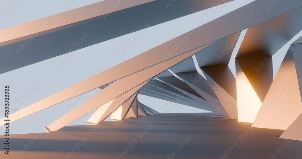Fototapeta premium Architecture background geometric arched interior 3d render