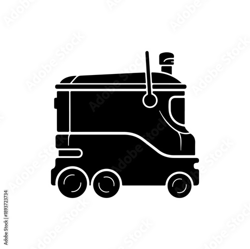 Black Silhouette of a Vintage Locomotive