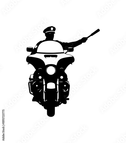 Police Officer on Motorcycle Silhouette