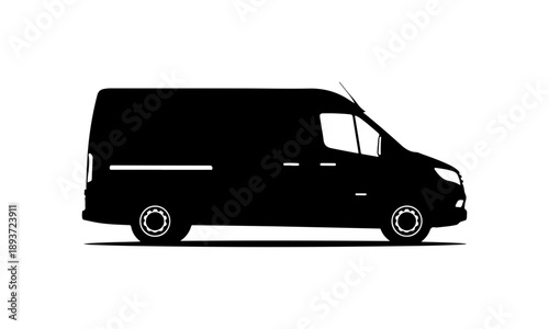 Black Van Silhouette Vector Illustration