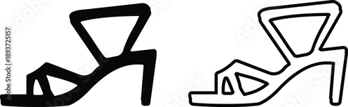 Women shoes icons set featuring heels boots sandals flats pumps silhouettes in flat and line style, female fashion footwear outline illustration collection for store web branding