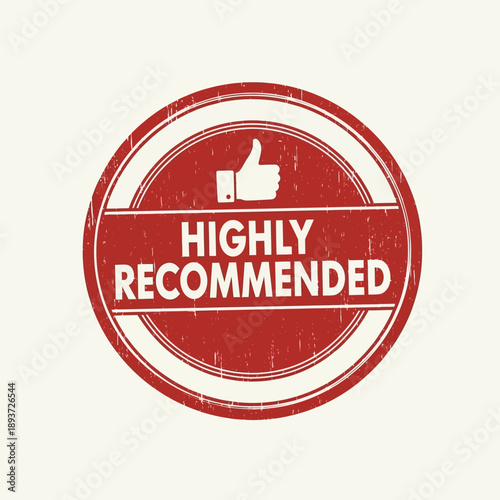 Red Highly Recommended Stamp with Thumbs Up.