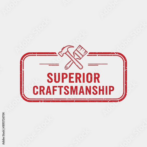 Superior Craftsmanship Logo with Hammer and Chisel.