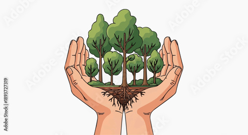International Day of Forests Nature Conservation Flat Vector Illustration