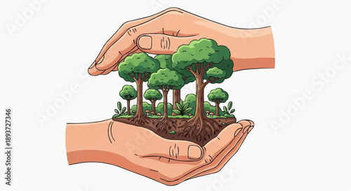 International Day of Forests Nature Conservation Flat Vector Illustration