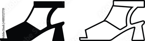 Women shoes icons set featuring heels boots sandals flats pumps silhouettes in flat and line style, female fashion footwear outline illustration collection for store web branding