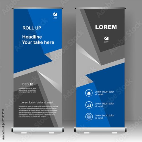 Business Roll up banner vertical template design, for brochure, business, flyer, infographics. modern x-banner and flag-banner advertising. vector illustration