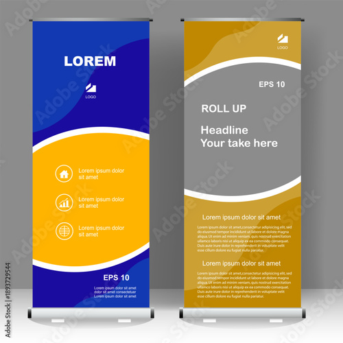 Business Roll up banner vertical template design, for brochure, business, flyer, infographics. modern x-banner and flag-banner advertising. vector illustration