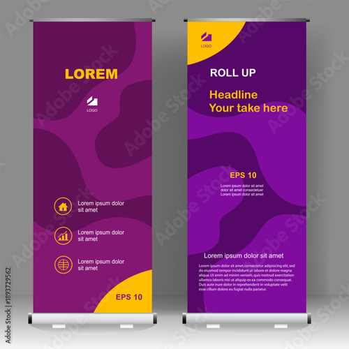 Business Roll up banner vertical template design, for brochure, business, flyer, infographics. modern x-banner and flag-banner advertising. vector illustration