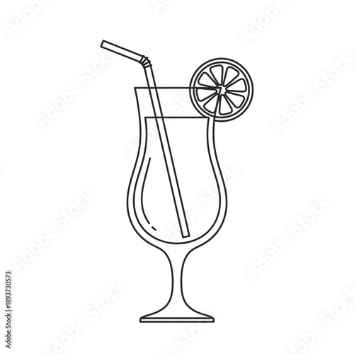 Cocktail Glass Illustration – Tropical Drink with Citrus Garnish for Bar, Cafe & Menu Design