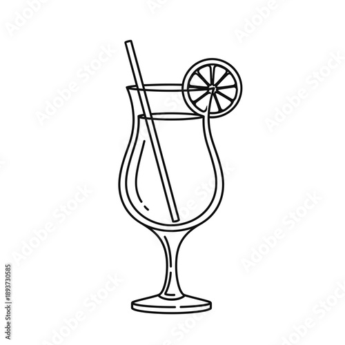 Cocktail Glass Illustration – Tropical Drink with Citrus Garnish for Bar, Cafe & Menu Design
