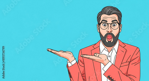 Wallpaper Mural Man presents voila with surprising expression and bright illustration Torontodigital.ca