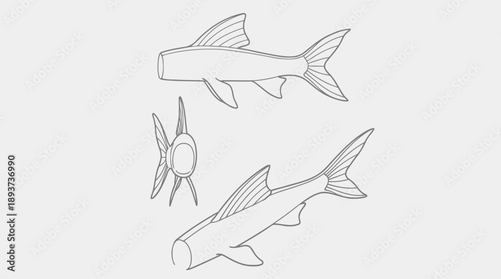 Fototapeta premium Illustration of Fish and Marine Life, Aquatic Scene, Underwater, Artwork
