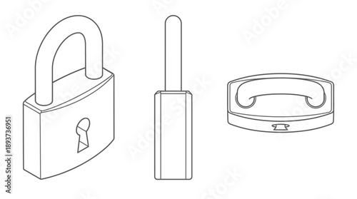 Lock and Key Concept for Digital Safety, Minimalist Design