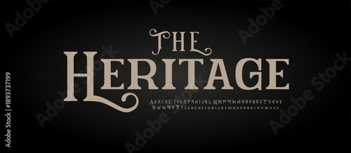 Heritage Retro Font Logo Alphabet Vector English Letters Set Modern Typography, Creative Typographic Design for Title Text, Typo Poster Headline, Type Symbol Logotype, Serif Fonts. Vector Typeface