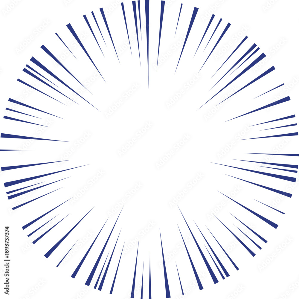 Fototapeta premium 手描き風 集中線セット 放射状 スピード感 漫画エフェクト 青