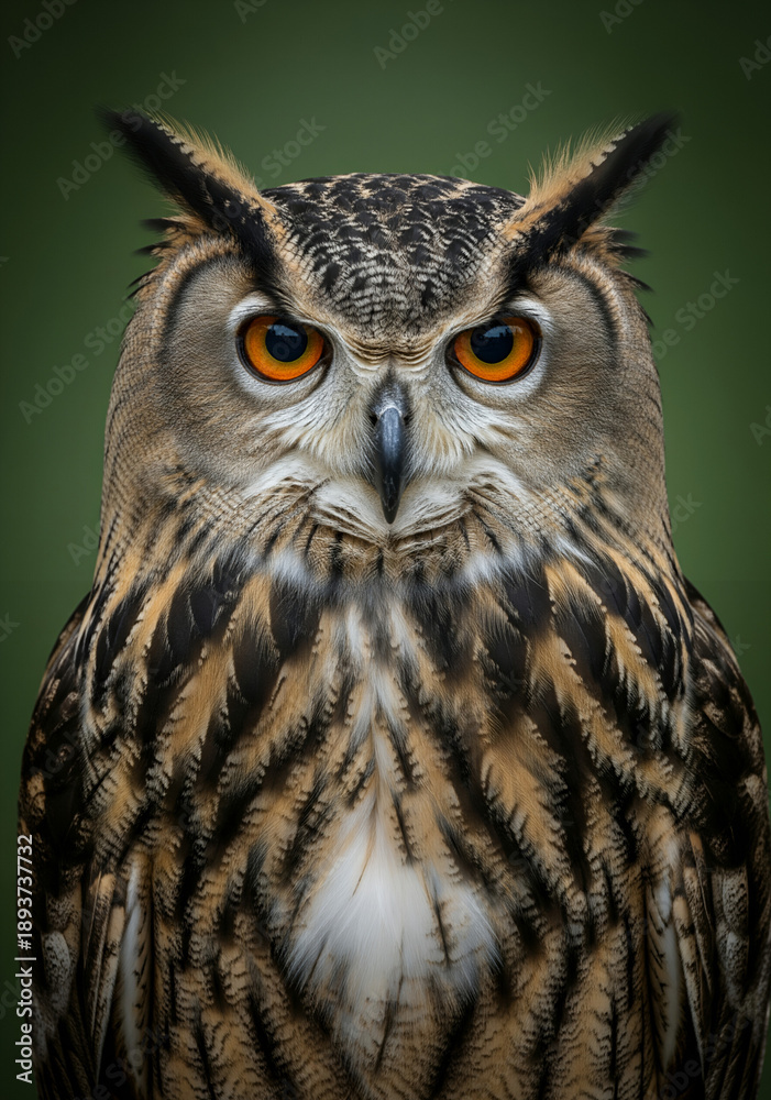 Obraz premium World Wildlife Day – European Eagle Owl Portrait with Copy Space