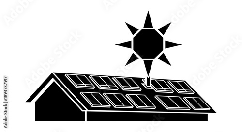 Vector solar panel icon with sun