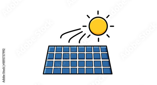 Solar panel with sun icon, isolated on transparent background, representing renewable energy and sustainable power.