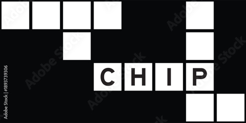 Alphabet letter in word chip on crossword puzzle background
