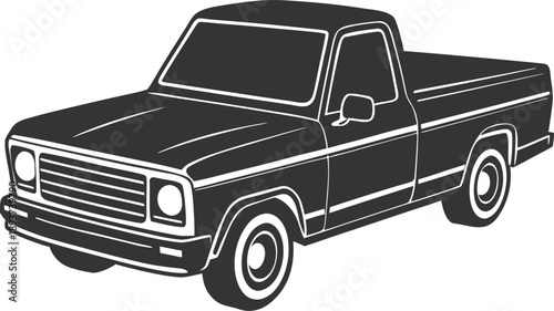 Retro pickup truck graphic vintage automotive vector illustration classic vehicle icon for transportation design themes