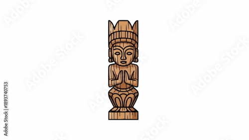 Fotografie Wooden Carved Totem Statue Figure Idol.