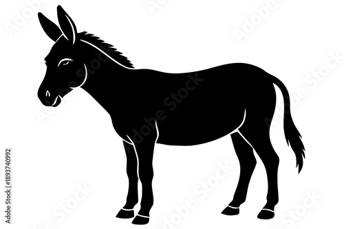 donkey silhouette isolated on white, donkey silhouette vector. donkey icon black symbol

