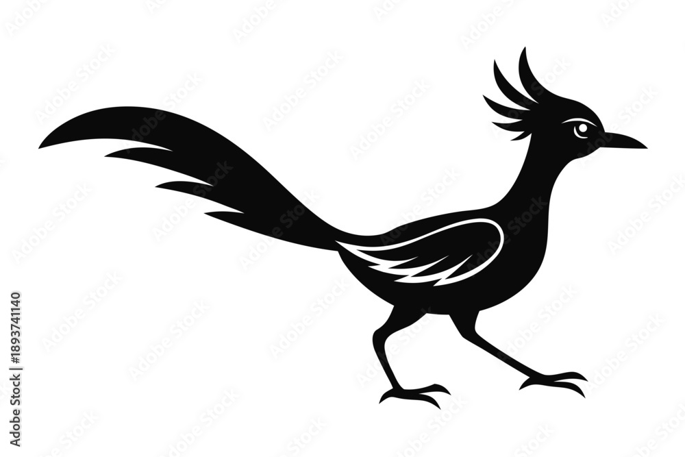 Obraz premium roadrunner bird icon vector, roadrunner bird silhouette vector