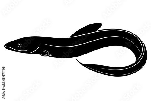  eel silhouette vector icon, Japanese eel fish 