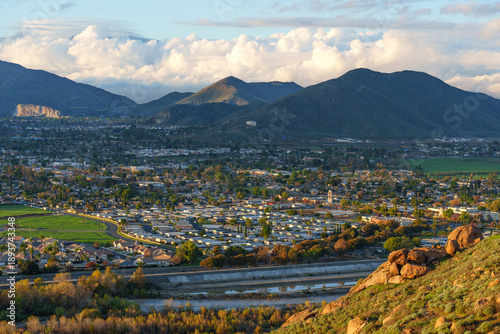 Scenic Riverside Cityscape View from Mt Rubidoux Trail California