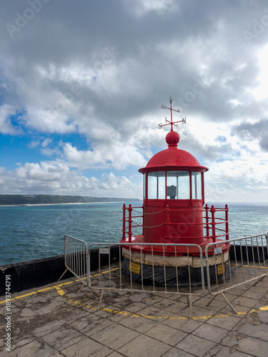 Lighthouse Farol de Nazare in Nazare, Portugal.