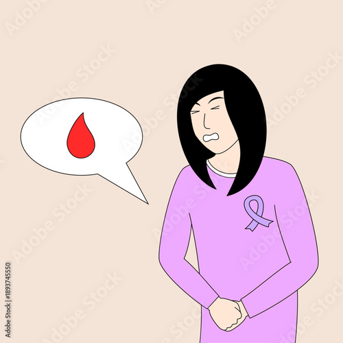 woman was menstruating. She complained of pain in her stomach.