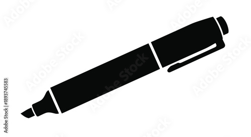 Simple black silhouette of a marker pen on a white background
