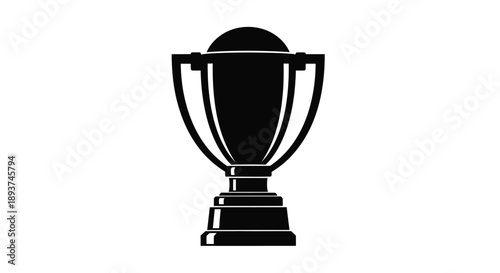 A black silhouette of a cricket world cup trophy on a white background