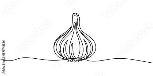 Vector art of single continuous line drawing of fresh garlic for logo or emblem healthy food concept modern one line draw design graphic vector illustration