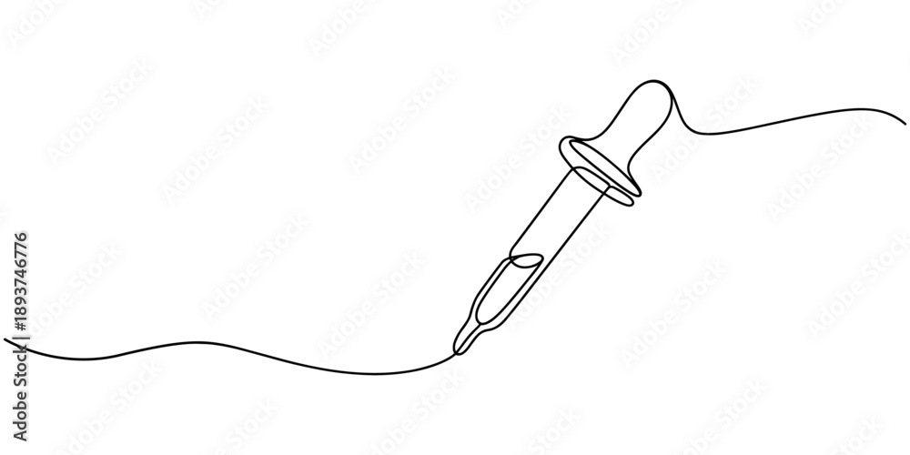 Obraz premium continuous one single line drawing icon of bottles with liquid ,Eye Drops one line drawing, Dropper and bottle with serum or oil, line. Cosmetic product in vial with pipette. Outline simple vector.