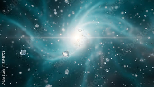 Galactic explosion with stars and cosmic dust.