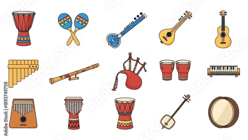Assorted Musical Instruments Clipart Collection.