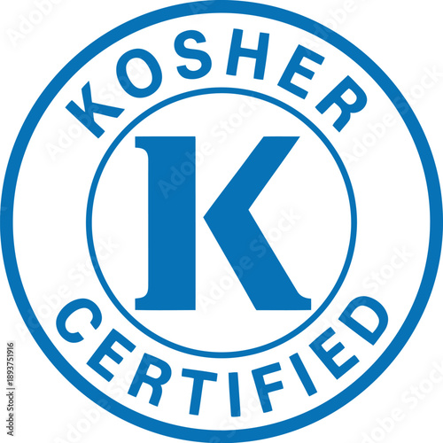 Kosher Certified Symbol Blue Round Label for Food Packaging and Product Compliance