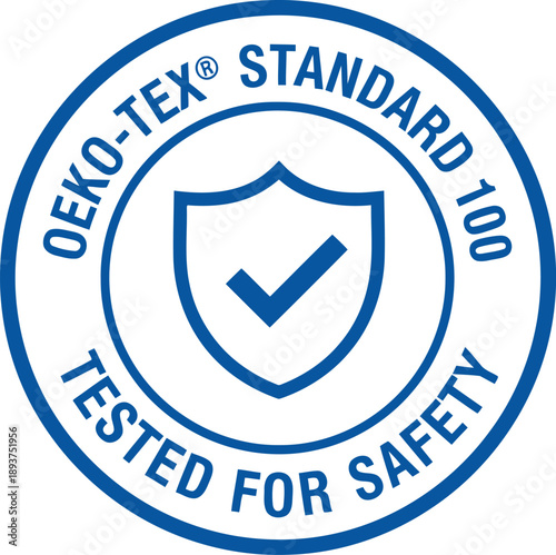 OEKO-TEX Standard 100 Certified Safety Badge Vector – Textile Product Quality Assurance Seal