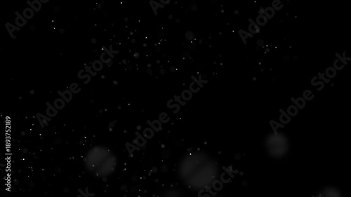 Soft white dust motes rising slowly against black.